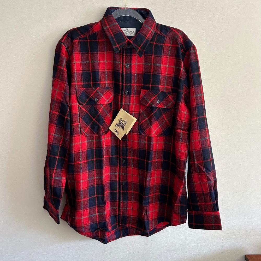 Vintage NWT Sears Roebuck and Co Wool Blend Flannel Shirt Large Tall